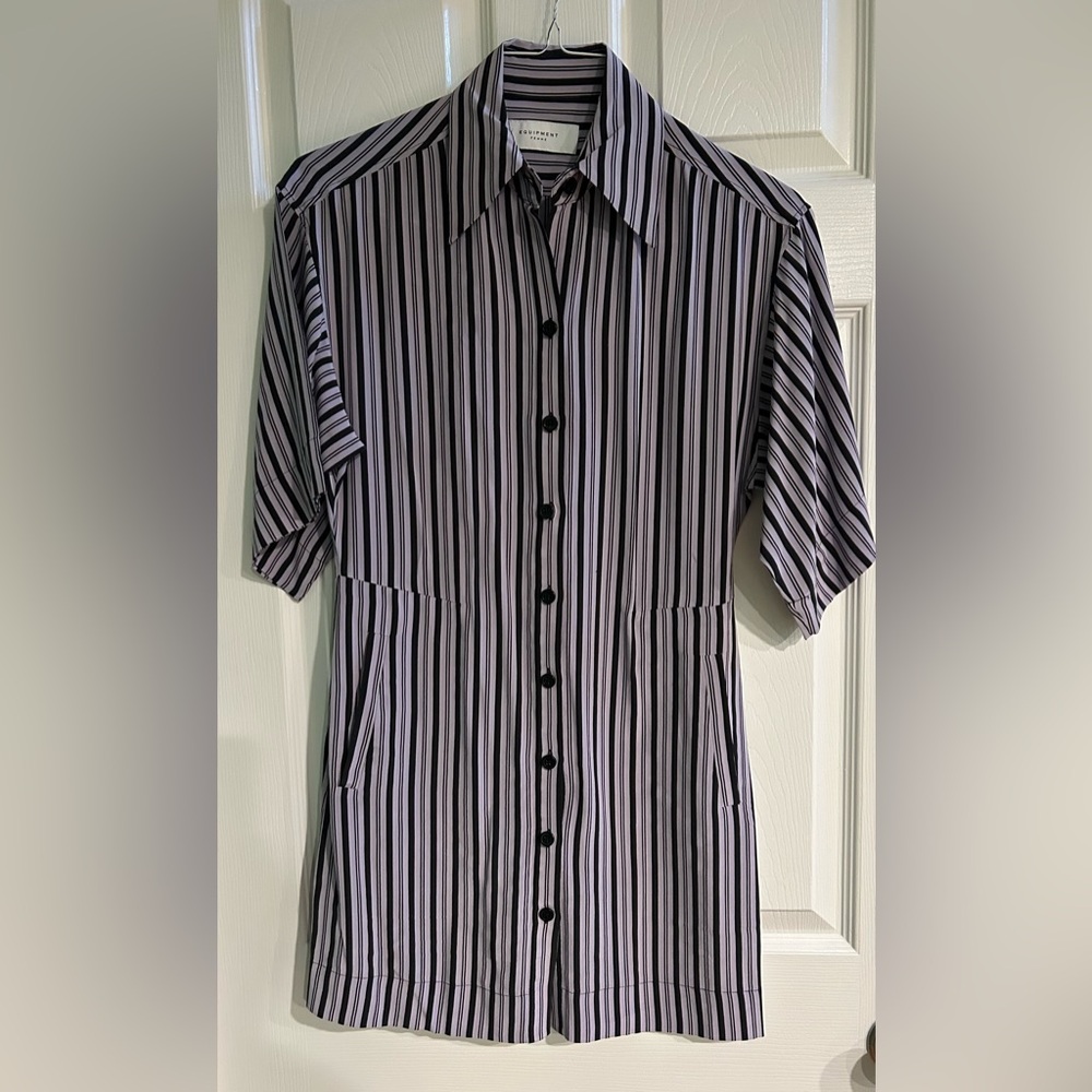 Equipment Femme Etienna Stripe Silk Shirt Dress Women’s Size XS/S - Picture 5 of 8
